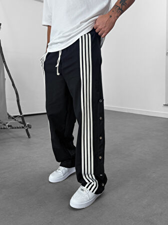 Şeritli Siyah Erkek Baggy Pantolon COC1062