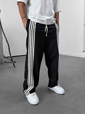 Şeritli Siyah Erkek Baggy Pantolon COC1062