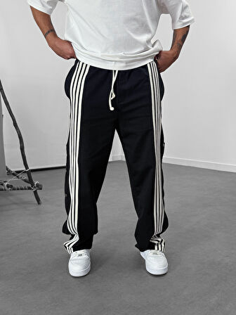 Şeritli Siyah Erkek Baggy Pantolon COC1062