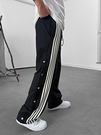 Şeritli Siyah Erkek Baggy Pantolon COC1062