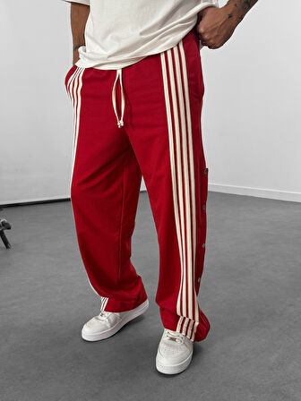 Şeritli Kırmızı Erkek Baggy Pantolon COC1060