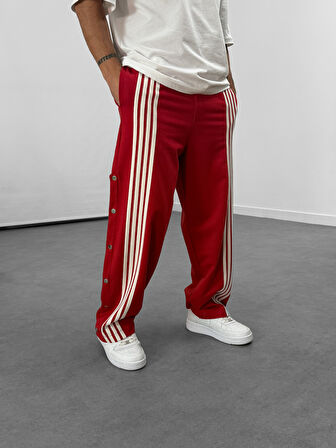 Şeritli Kırmızı Erkek Baggy Pantolon COC1060