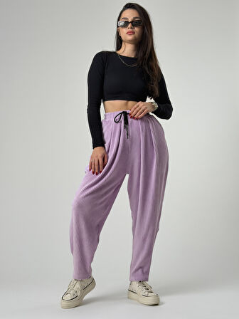 Mor Pileli Kadın Jogger Pantolon COC2562