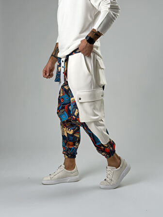 Erkek Garni Tasarım Müzik Desenli Spor Şalvar COC2564