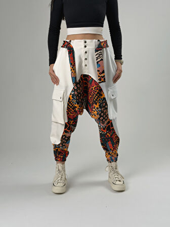 Kadın Garni Tasarım Etnik Desenli Spor Şalvar COC2565