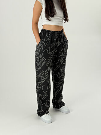 Tasarım Dergi Baskı Kadın Baggy Pantolon COC1051