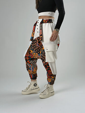 Kadın Garni Tasarım Etnik Desenli Spor Şalvar COC2565