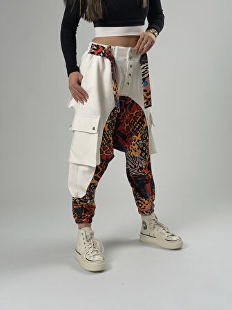 Kadın Garni Tasarım Etnik Desenli Spor Şalvar COC2565