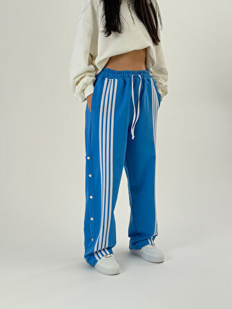 Kadın Şeritli Mavi Baggy Pantolon COC1049