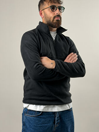 Erkek Siyah Polar Sweatshirt COC2569