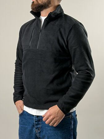 Erkek Siyah Polar Sweatshirt COC2569