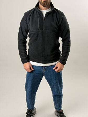 Erkek Siyah Polar Sweatshirt COC2569