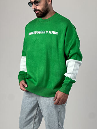 Oversize Yeşil New York Erkek Triko Sweat COC1044