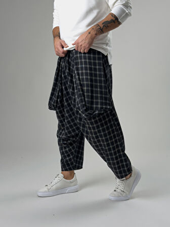 Erkek İnce Ekose Avangard Şalvar COC2572