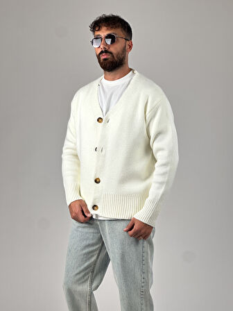 Ekru Erkek Triko Hırka COC1028