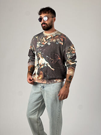 Desenli Old Erkek Sweat COC1027