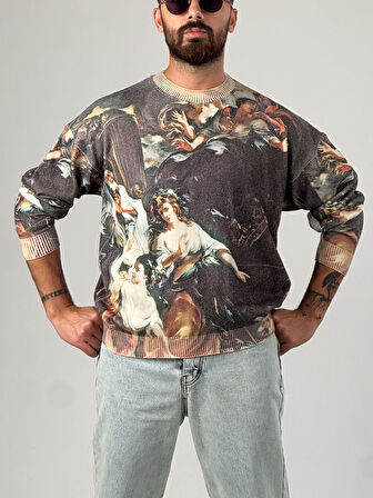 Desenli Old Erkek Sweat COC1027