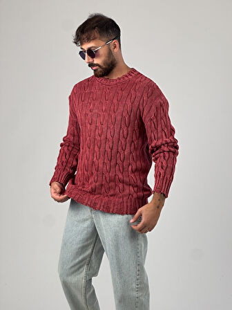 Bordo Triko Erkek Sweatshirt COC1025