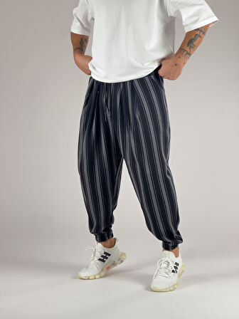 Kalın Çizgi Detaylı Pileli Yarım Şalvar COC1024