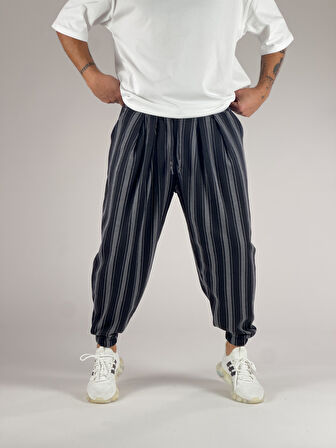 Kalın Çizgi Detaylı Pileli Yarım Şalvar COC1024