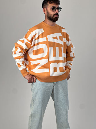 Bold Print Oversize Turuncu Erkek Sweat COC1020