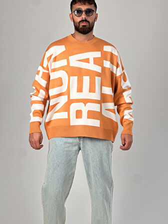 Bold Print Oversize Turuncu Erkek Sweat COC1020
