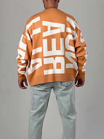 Bold Print Oversize Turuncu Erkek Sweat COC1020