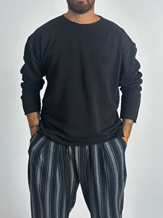 Erkek Basic Siyah Sweatshirt COC1019