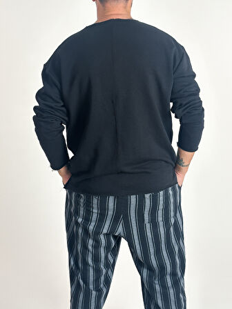 Erkek Basic Siyah Sweatshirt COC1019