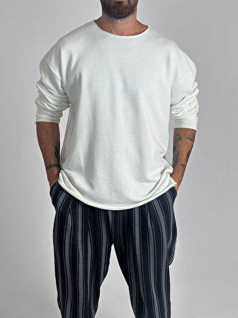 Basic Ekru Erkek Sweatshirt COC1016