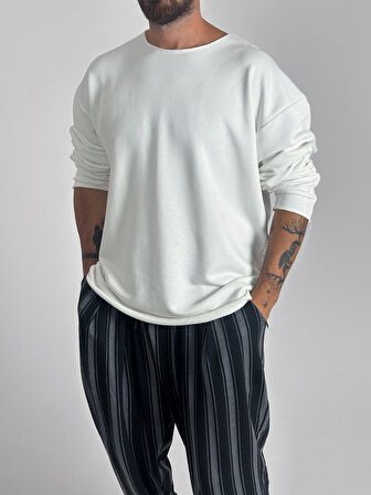 Basic Ekru Erkek Sweatshirt COC1016