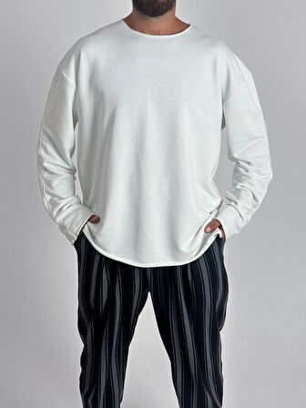 Basic Ekru Erkek Sweatshirt COC1016