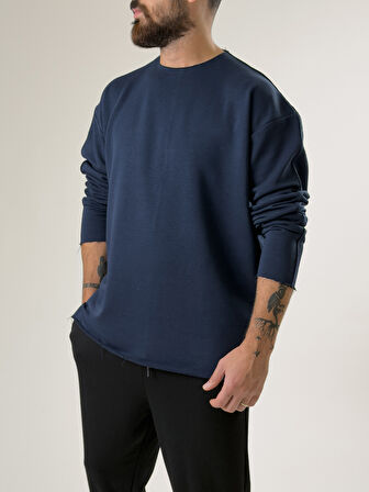 Erkek Lacivert Oversize Basic Sweat COC2596