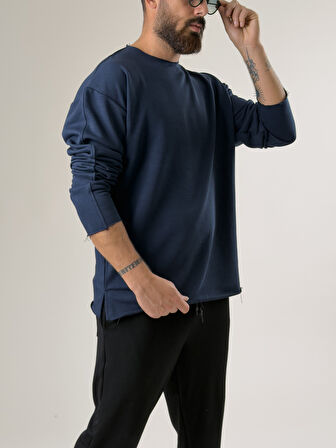 Erkek Lacivert Oversize Basic Sweat COC2596
