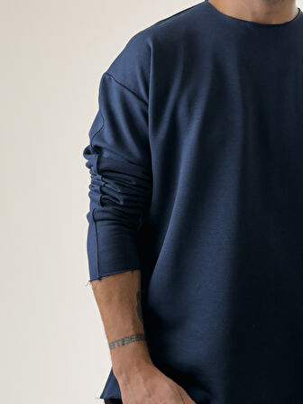 Erkek Lacivert Oversize Basic Sweat COC2596