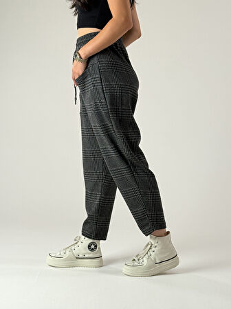 Ön Cep Detaylı Ekose Kadın Pantolon COC1010