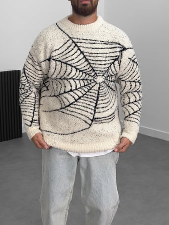 Örümcek Ağı Detaylı Erkek Peluş Sweatshirt COC1005