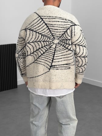 Örümcek Ağı Detaylı Erkek Peluş Sweatshirt COC1005