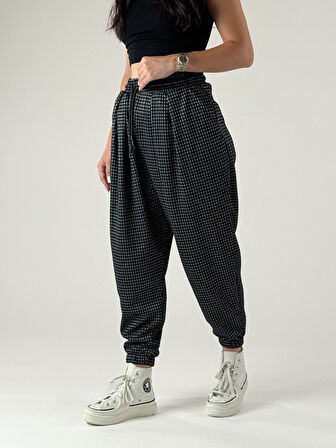 Kare Detaylı Pileli Kadın Jogger Pantolon COC1003
