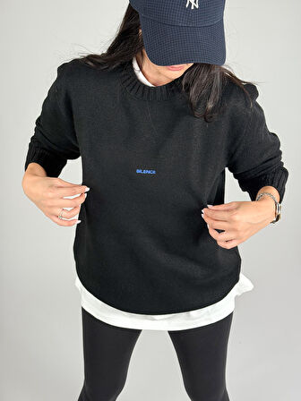 Basic Siyah Kadın Sweatshirt COC1197