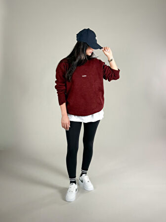 Basic Bordo Kadın Sweatshirt COC1195