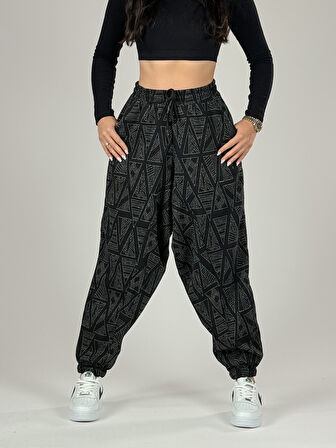 Üçgen Desenli Kadın Spor Şalvar COC1192