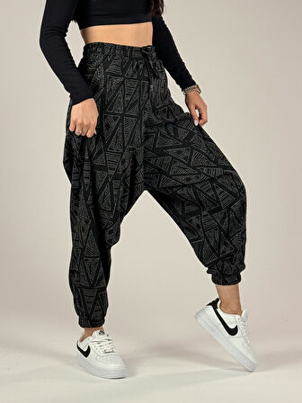 Üçgen Desenli Kadın Spor Şalvar COC1192