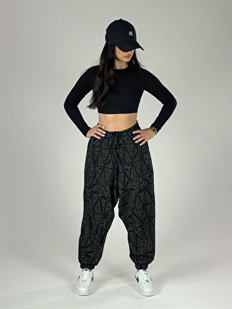 Üçgen Desenli Kadın Spor Şalvar COC1192