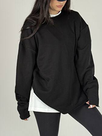 Oversize Siyah Kadın Sweat COC1190
