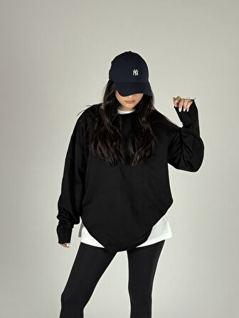 Oversize Siyah Kadın Sweat COC1190