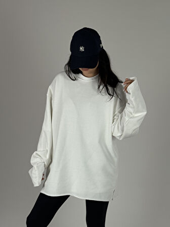 Oversize Ekru Kadın Sweat COC1188