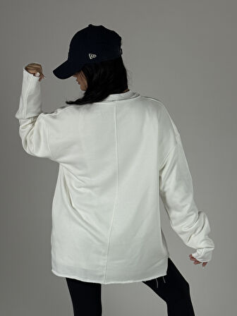 Oversize Ekru Kadın Sweat COC1188