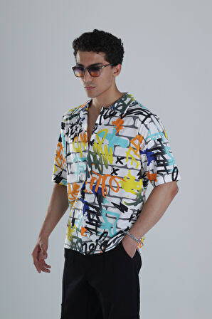Erkek Renkli Desenli Hawai Gömlek COC1162