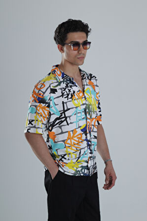Erkek Renkli Desenli Hawai Gömlek COC1162
